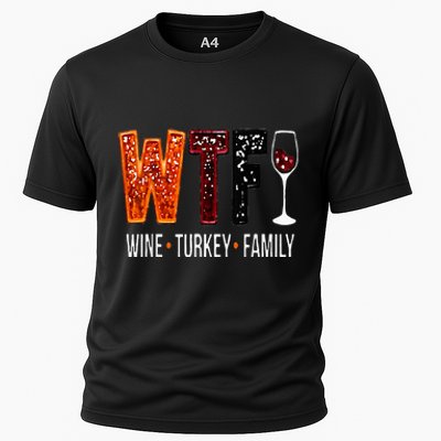 Wtf Wine Turkey Family Funny Thanksgiving Cooling Performance Crew T-Shirt