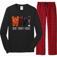 Wtf Wine Turkey Family Funny Thanksgiving Long Sleeve Pajama Set