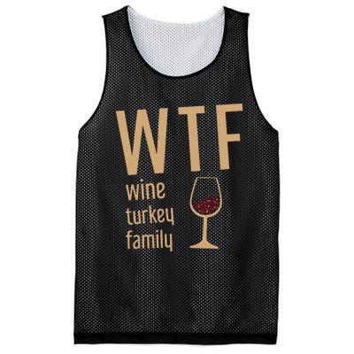 Wtf Wine Turkey Family Thanksgiving Fall Mesh Reversible Basketball Jersey Tank