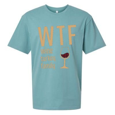 Wtf Wine Turkey Family Thanksgiving Fall Sueded Cloud Jersey T-Shirt