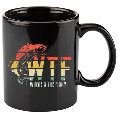 WTF Wheres The Fishs Funny Fishing 11oz C Handle Ceramic Mug