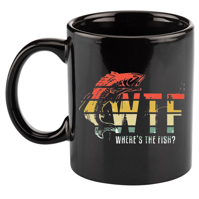 WTF Wheres The Fishs Funny Fishing 11oz C Handle Ceramic Mug