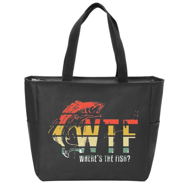 WTF Wheres The Fishs Funny Fishing Zip Tote Bag