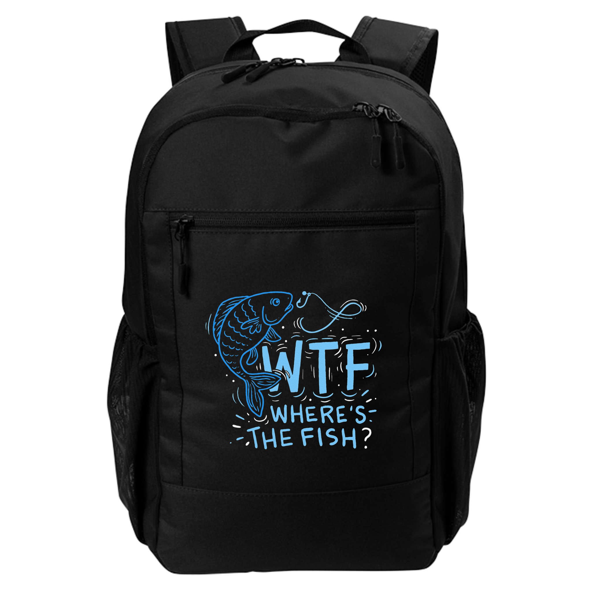 WTF Wheres The Fish Anglers Fisherman Hook Lake Backpack