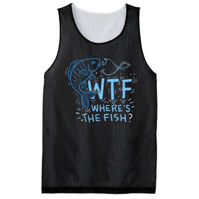 WTF Wheres The Fish Anglers Fisherman Hook Lake Mesh Reversible Basketball Jersey Tank