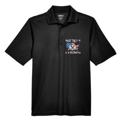 Wtf What The Fuck Is A Kilometer George Washington July 4th Funny Design Men's Origin Performance Pique Polo