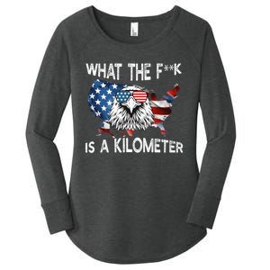 Wtf What The Fuck Is A Kilometer George Washington July 4th Funny Design Women's Perfect Tri Tunic Long Sleeve Shirt