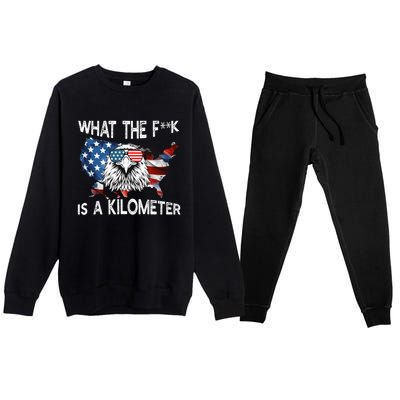 Wtf What The Fuck Is A Kilometer George Washington July 4th Funny Design Premium Crewneck Sweatsuit Set