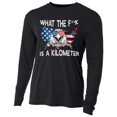 Wtf What The Fuck Is A Kilometer George Washington July 4th Funny Design Cooling Performance Long Sleeve Crew