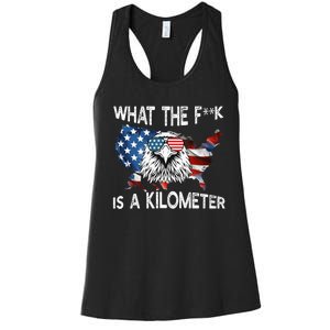 Wtf What The Fuck Is A Kilometer George Washington July 4th Funny Design Women's Racerback Tank