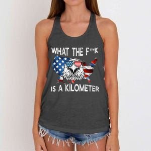 Wtf What The Fuck Is A Kilometer George Washington July 4th Funny Design Women's Knotted Racerback Tank