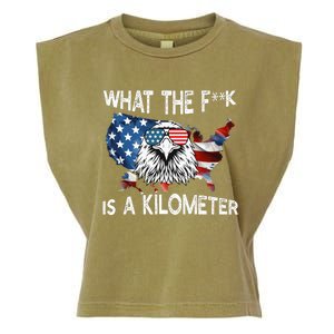 Wtf What The Fuck Is A Kilometer George Washington July 4th Funny Design Garment-Dyed Women's Muscle Tee