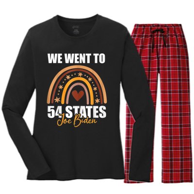 We Went To 54 States Funny Joe Biden President Women's Long Sleeve Flannel Pajama Set 