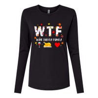 WTF Wine Turkey Family Funny Thanksgiving Day Womens Cotton Relaxed Long Sleeve T-Shirt