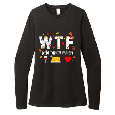 WTF Wine Turkey Family Funny Thanksgiving Day Womens CVC Long Sleeve Shirt