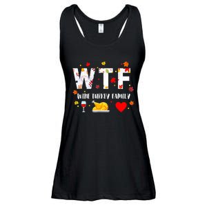 WTF Wine Turkey Family Funny Thanksgiving Day Ladies Essential Flowy Tank