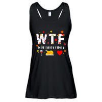 WTF Wine Turkey Family Funny Thanksgiving Day Ladies Essential Flowy Tank