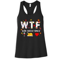 WTF Wine Turkey Family Funny Thanksgiving Day Women's Racerback Tank