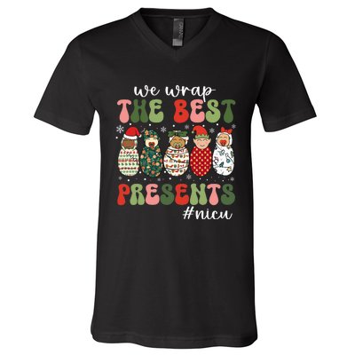 We Wrap The Best Presents Nicu Nurse Christmas Nurse V-Neck T-Shirt