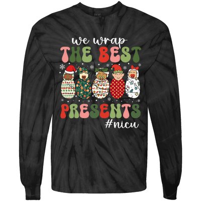 We Wrap The Best Presents Nicu Nurse Christmas Nurse Tie-Dye Long Sleeve Shirt