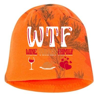 Wtf Wine Turkey Family Funny Thanksgiving Day Kati - Camo Knit Beanie