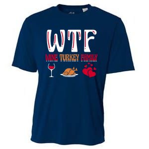 Wtf Wine Turkey Family Funny Thanksgiving Day Cooling Performance Crew T-Shirt