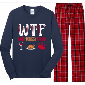 Wtf Wine Turkey Family Funny Thanksgiving Day Long Sleeve Pajama Set