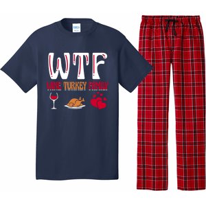 Wtf Wine Turkey Family Funny Thanksgiving Day Pajama Set