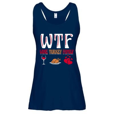 Wtf Wine Turkey Family Funny Thanksgiving Day Ladies Essential Flowy Tank