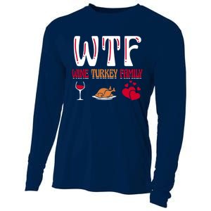 Wtf Wine Turkey Family Funny Thanksgiving Day Cooling Performance Long Sleeve Crew