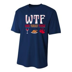 Wtf Wine Turkey Family Funny Thanksgiving Day Youth Performance Sprint T-Shirt