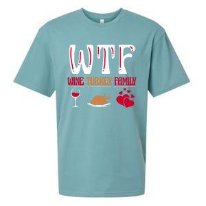 Wtf Wine Turkey Family Funny Thanksgiving Day Sueded Cloud Jersey T-Shirt