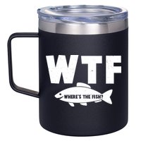 WTF Where's The Fish Fishing Fan 12oz Stainless Steel Coffee Mug