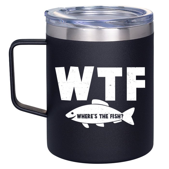 WTF Where's The Fish Fishing Fan 12oz Stainless Steel Coffee Mug