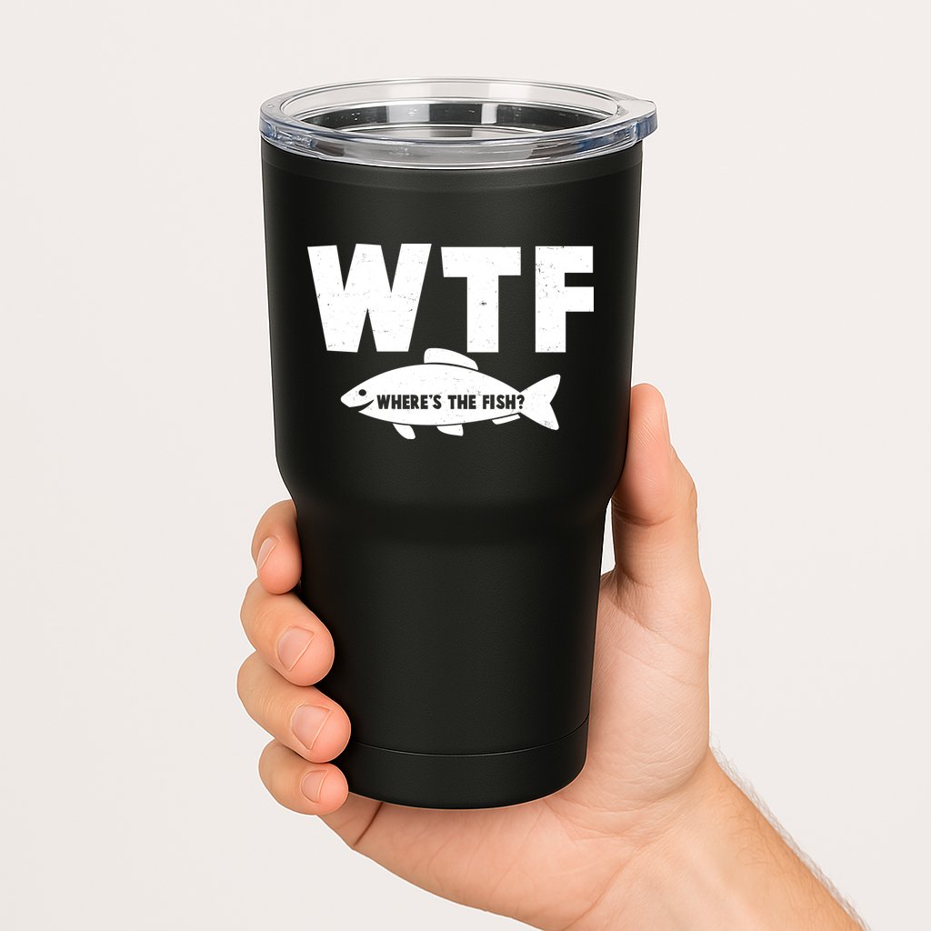 WTF Where's The Fish Fishing Fan Tumbler