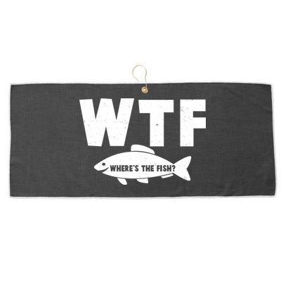 WTF Where's The Fish Fishing Fan Large Microfiber Waffle Golf Towel