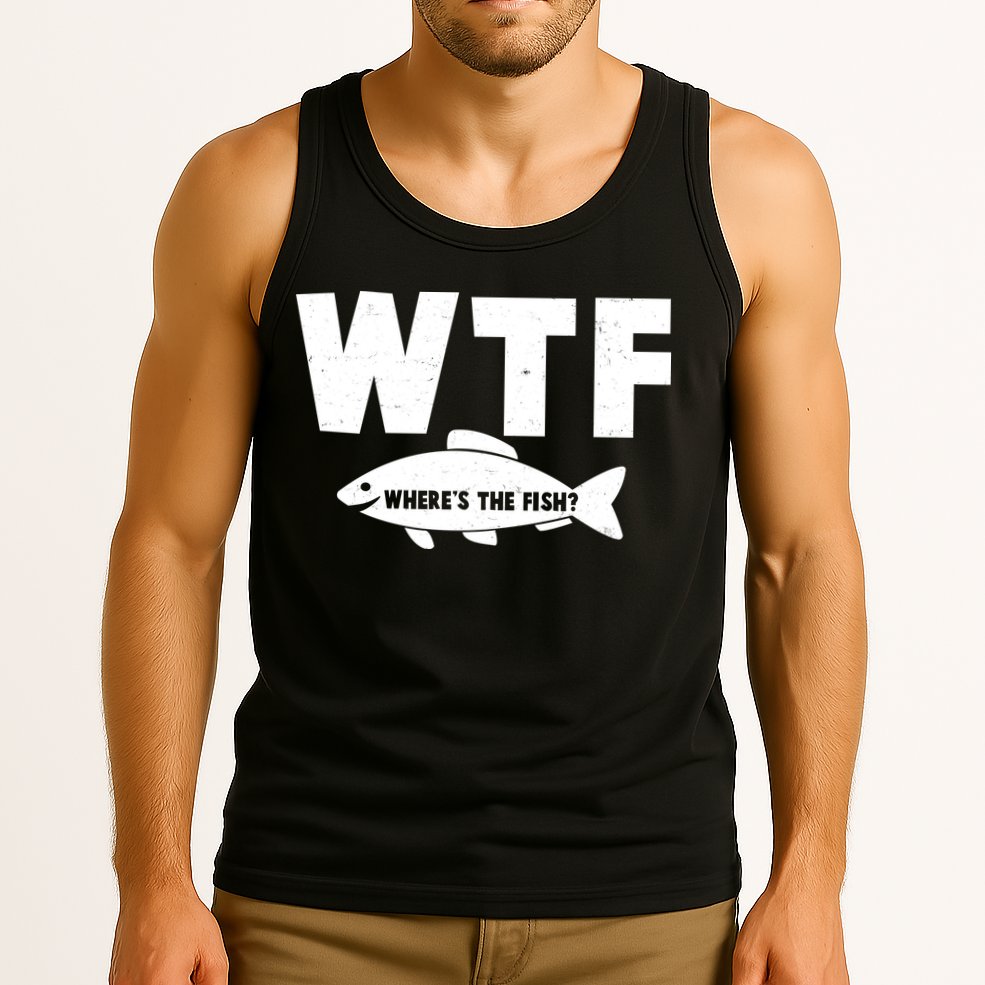 WTF Where's The Fish Fishing Fan Tank Top