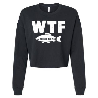 WTF Where's The Fish Fishing Fan Cropped Pullover Crew
