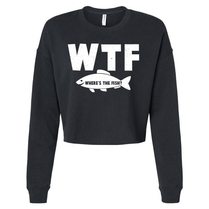 WTF Where's The Fish Fishing Fan Cropped Pullover Crew