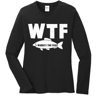 WTF Where's The Fish Fishing Fan Ladies Long Sleeve Shirt