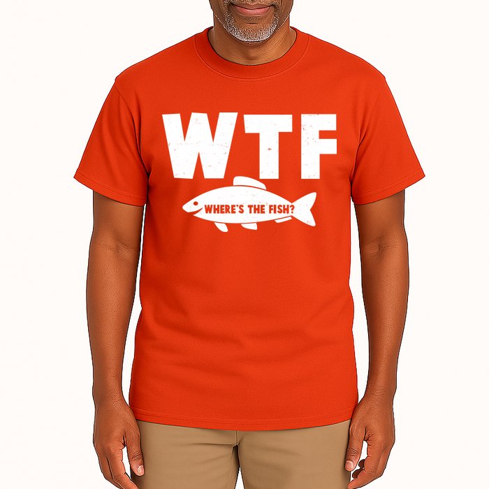 WTF Where's The Fish Fishing Fan Tall T-Shirt
