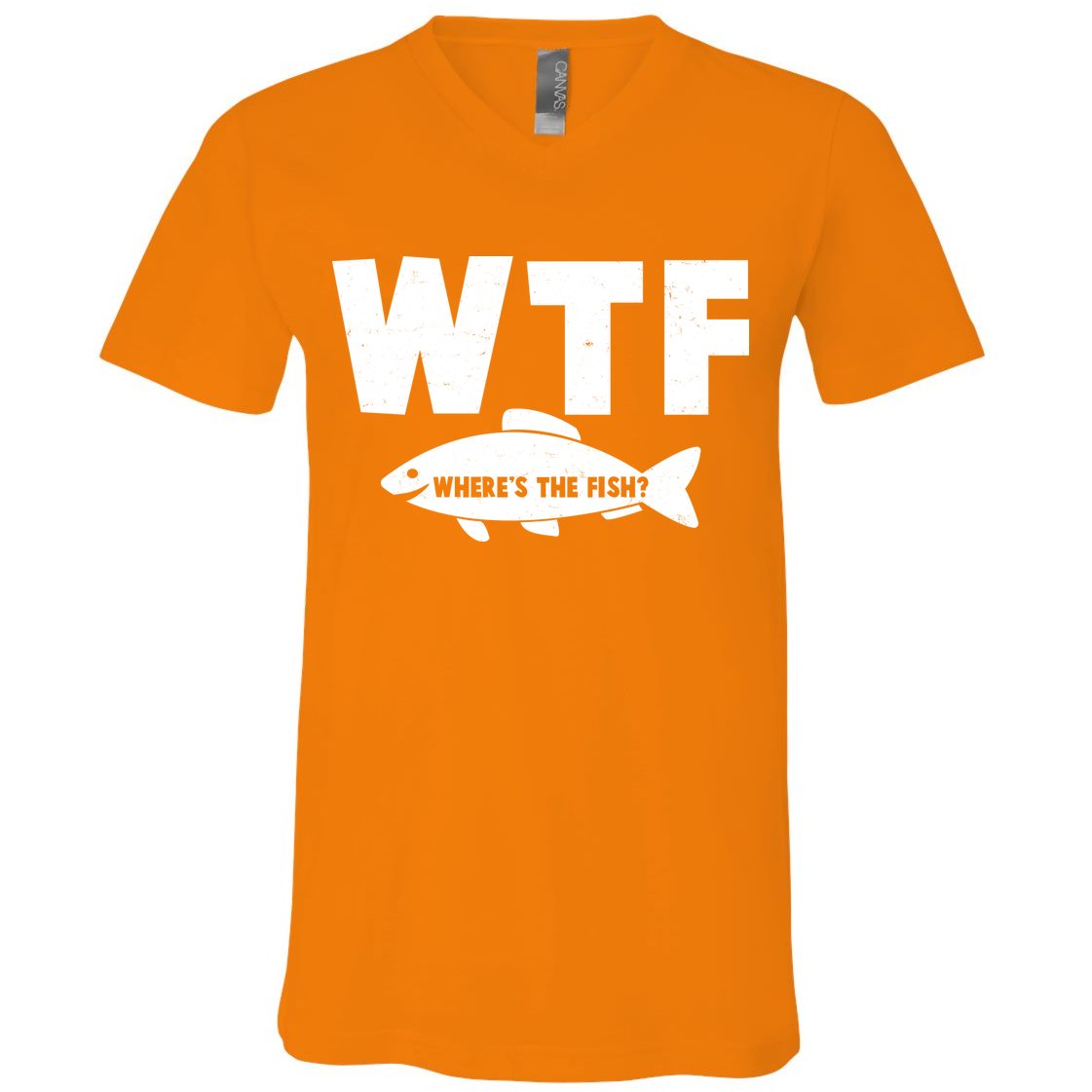 WTF Where's The Fish Fishing Fan V-Neck T-Shirt