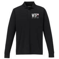 Wtf Wine Turkey Family Funny Thanksgiving Performance Long Sleeve Polo