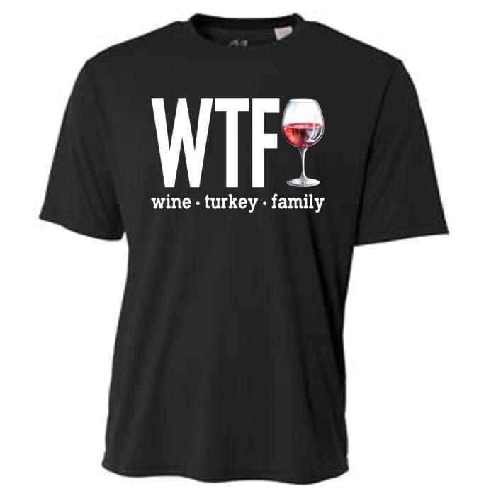 Wtf Wine Turkey Family Funny Thanksgiving Cooling Performance Crew T-Shirt