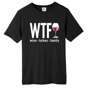 Wtf Wine Turkey Family Funny Thanksgiving Tall Fusion ChromaSoft Performance T-Shirt