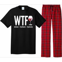 Wtf Wine Turkey Family Funny Thanksgiving Pajama Set