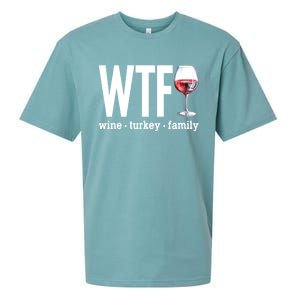 Wtf Wine Turkey Family Funny Thanksgiving Sueded Cloud Jersey T-Shirt