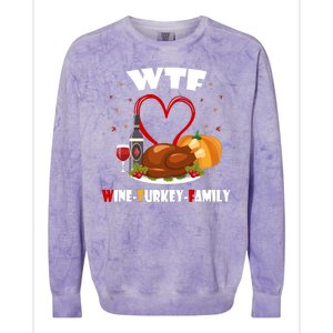 WTF Wine Turkey Family Thanksgiving Colorblast Crewneck Sweatshirt