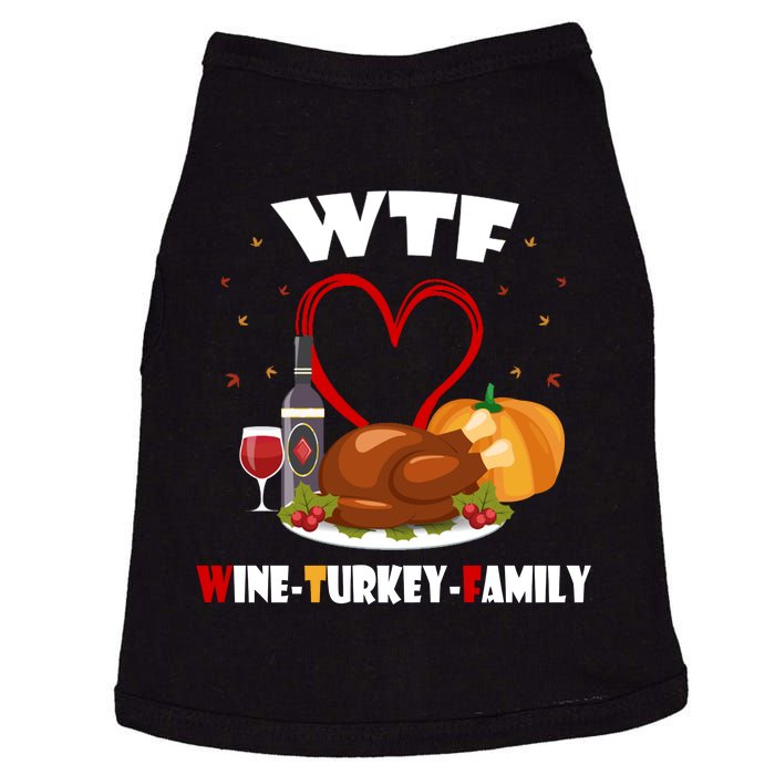 WTF Wine Turkey Family Thanksgiving Doggie Tank