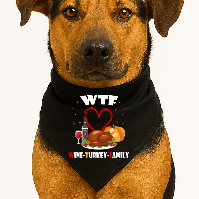 WTF Wine Turkey Family Thanksgiving USA-Made Doggie Bandana